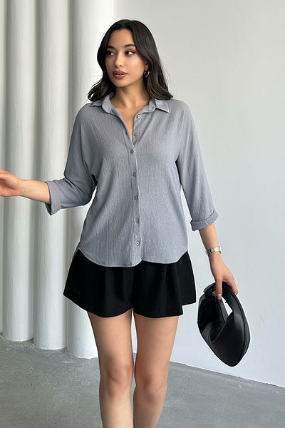 MD trend Women's Sleeve Layered Raschel Shirt