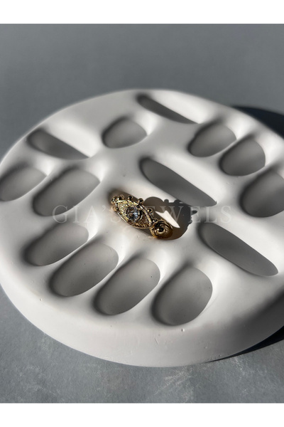 Generic Zirkon Taşlı Göz Figürlü Altın Kaplama Ayarlanabilir Yüzük – Kadın Boho Takı | Aure Yüzük