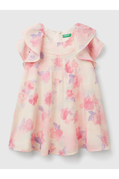 Benetton Kız Çocuk Batik Elbise 1-6 Yaş Pembe