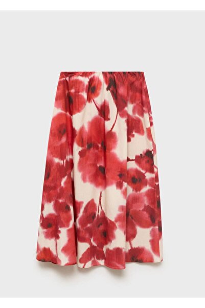 MANGO Woman Çiçekli midi etek