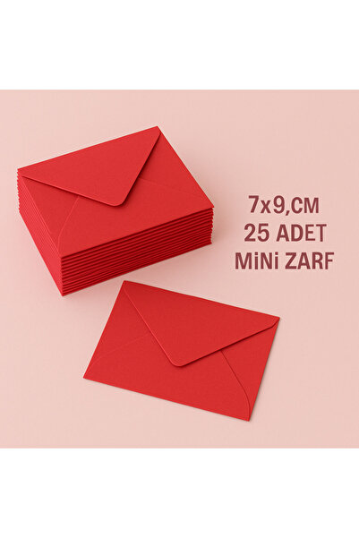 serap çiçekçilik Mini Zarf, 7x9 Cm Kırmızı Renk Zarflar 25 Adet Mini Zarf