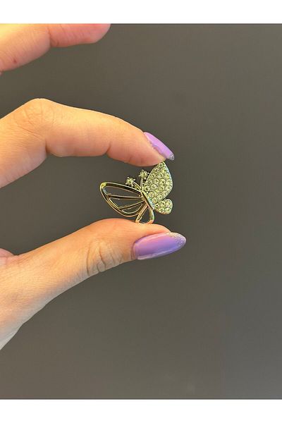Gönülden Tasarım Zircon Stone Single Butterfly Button 2X2 cm