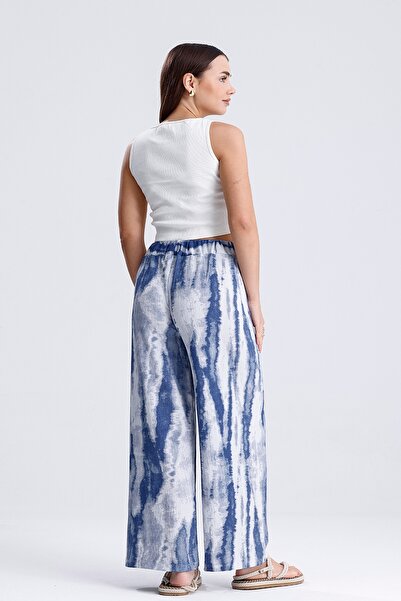 MD trend Women's Patterned Elastic Waist Loose Trousers