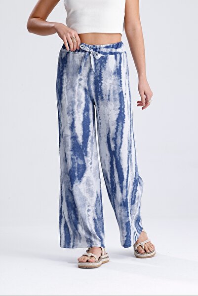 MD trend Women's Patterned Elastic Waist Loose Trousers