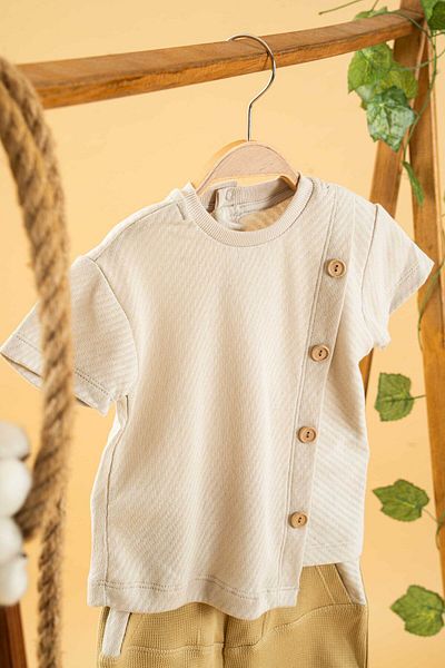 bombe Baby Kids Girls Boys Khaki-Gray Bottom Top Double Set