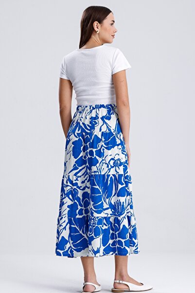 MD trend Fustă lungă stratificată pentru femei cu talie elastică