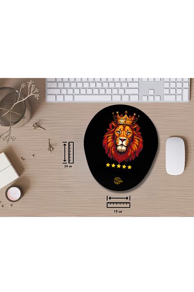 IVART Yellow Red Lion King- 5 (Five) Star Bracelet Supported Oval Mouse Pad