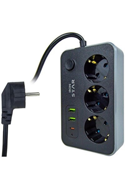 IRONSTAR 2Mt 3xUsb Akım Korumalı 3 Soketli Priz