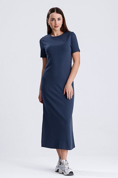 MD trend Women's Crew Neck Slit Long Dress
