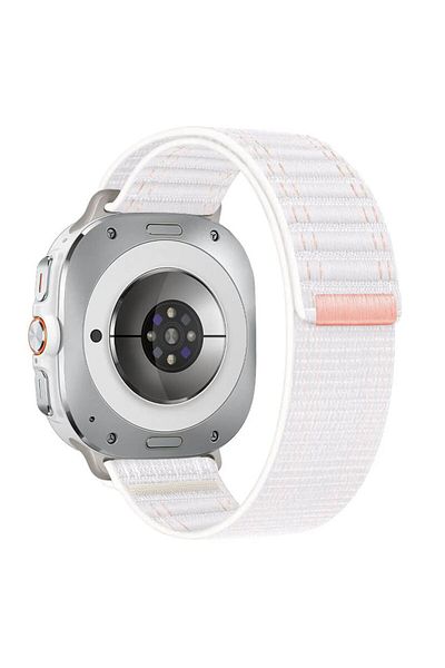 REDz Accessories Elastic Sport Strap, for Samsung Galaxy Watch Ultra 47mm, Adjustable Buckle Strap, Nylon, White