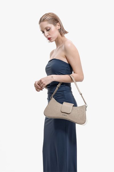 LOVENTA Adjustable Strap Shoulder Bag Greta Mink