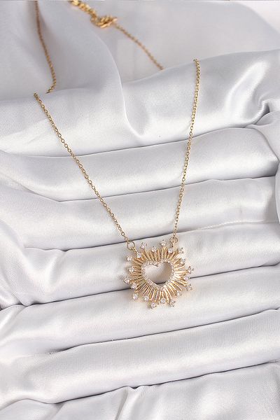 Skygo 316L Steel Gold Color Zircon Stone Heart Model Women's Necklace - Tj-Bko9920