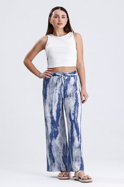 MD trend Women's Patterned Elastic Waist Loose Trousers
