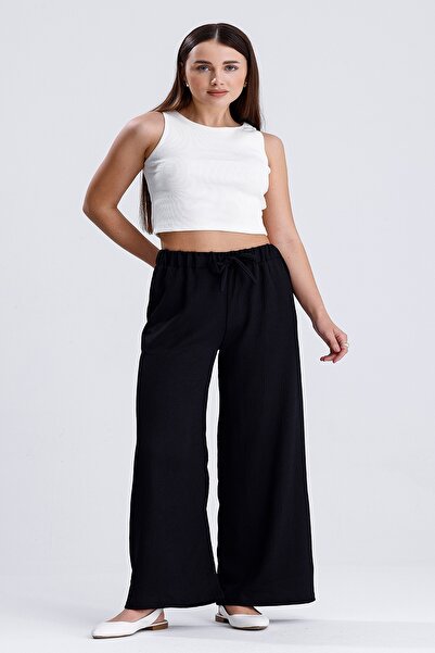 MD trend Women's Lace-Up Raschel Loose Pants