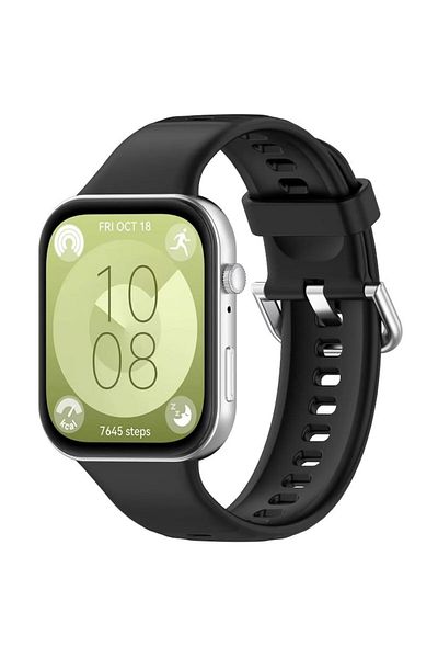 REDz Accessories Curea sport din silicon, compatibilă cu Huawei Watch Fit 3, subțire, reglabilă, neagră