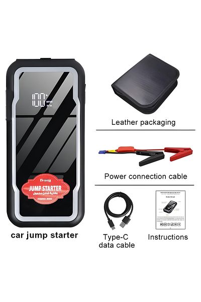 Spider Portable Jump Starter - 12V, 10000mAh with LED Light and Car Emergency Tools - JS003