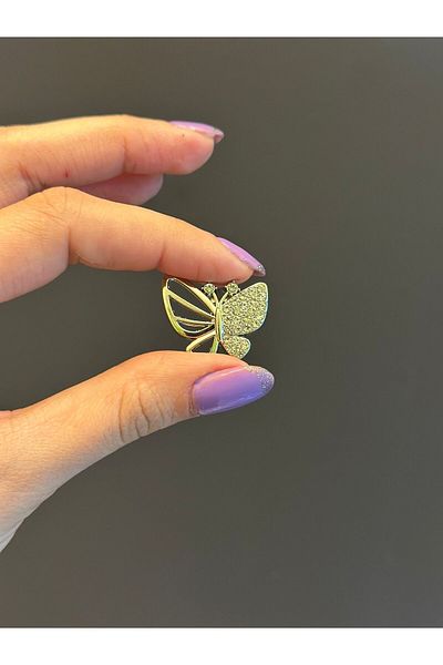 Gönülden Tasarım Zircon Stone Single Butterfly Button 2X2 cm