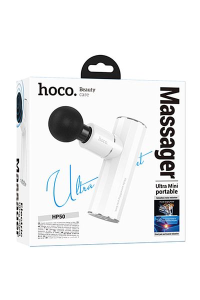 REDz Accessories Mini Massager, Hoco HP50 Massager, 4 Heads and Multiple Speeds, 2000mAh, White