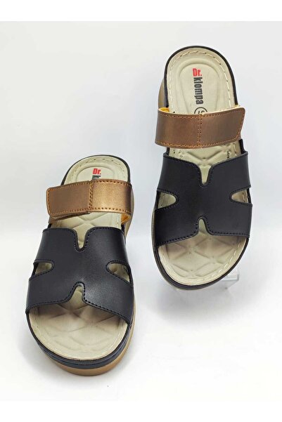 DR KLOMPA Γυναικείες Παντόφλες Dk1164 Μαύρο - Χάλκινο Καλοκαιρινές Ορθοπεδικές Παντόφλες Σπιτιού & Εξωτερικού