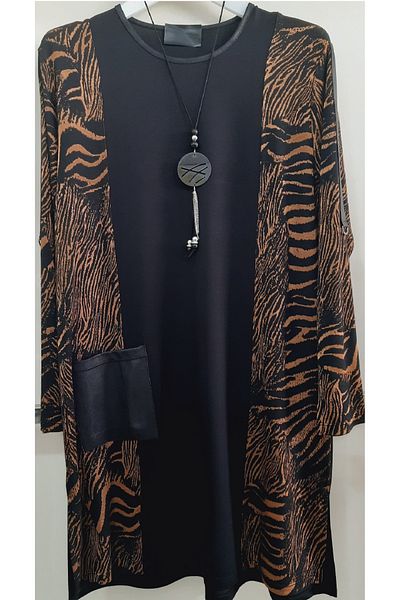 N.Y.YILDIZ Star 1, Class Combed Cotton Large Size Pieces Leather Detail Mother Middle Length Tunic