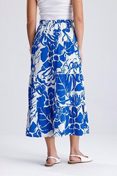 MD trend Fustă lungă stratificată pentru femei cu talie elastică