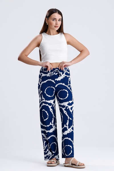 MD trend Жіночі широкі штани з еластичним поясом і жіночим візерунком