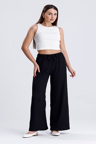 MD trend Women's Lace-Up Raschel Loose Pants