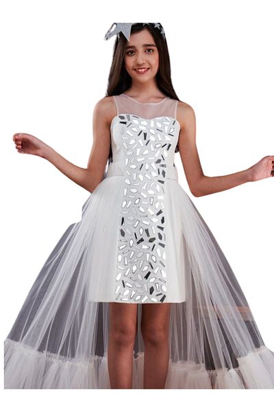 Erkut Girl's Evening Dress 10-15 Years Old Cream