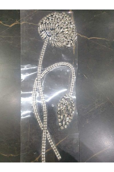 ESRA ŞELEM Iron-On Flower Model Stone Decorative Strip Applique Accessory Hobby