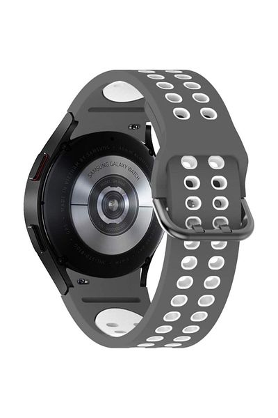 REDz Accessories Curea sport perforată pentru Samsung Galaxy Watch 4/5/5 Pro/6, silicon, gri-alb