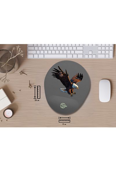 IVART Eagle Printed Oval Mouse Pad with Wrist Support