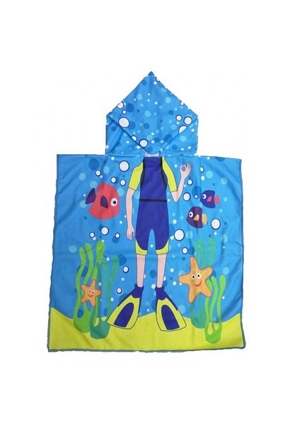 ECARLA Prosop de baie si plaja, tip pelerina halat cu gluga, model scafandru pentru copii, PEL01WZ8