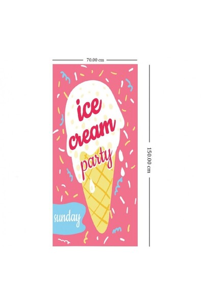 ECARLA Beach towel, rectangular, 150x70 cm, pink ice cream pattern, ICE CREAM PARTY, REC54WZ3