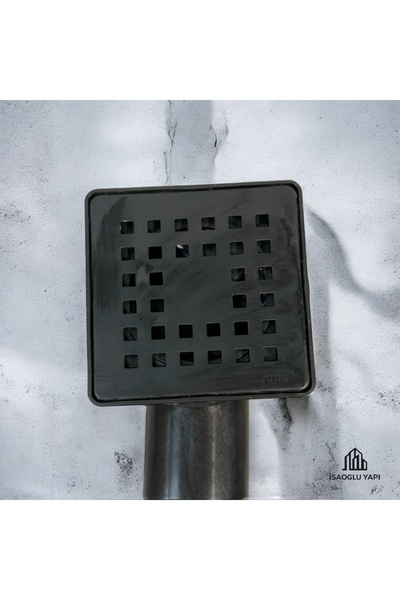 İSAOĞLU YAPI Siyah Yer Sifonu 10*10 Banyo Kanalı Siyah Gider Süzgeç