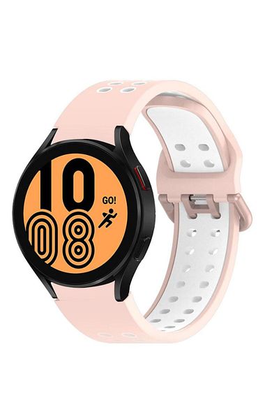 REDz Accessories Perforated Sport Strap For Samsung Galaxy Watch 4/5/5 Pro/6, Silicone, Pink-white