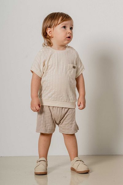 bombe Baby Kids Cream- Beige Cotton 2 Piece Set First Ben Trend Fashion Bottom Top Set