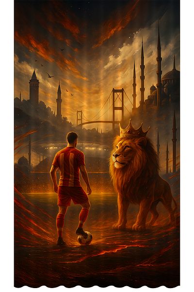 Bertille Home Children's and Baby's Room Yellow Red Fan Football Series Background Curtain Single Wing (Curtain)