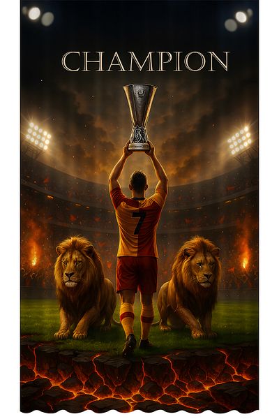 Bertille Home Children's and Baby's Room Yellow Red Fan Football Series Background Curtain Single Wing (Curtain)