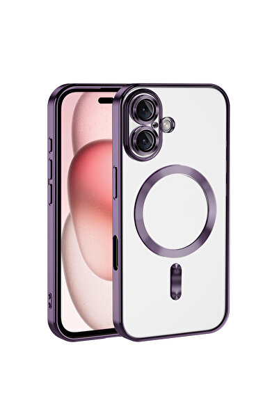 UnDePlus Apple iPhone 16 Plus Kılıf Magsafe Kamera Lensli Korumalı Şeffaf Silikon Kapak