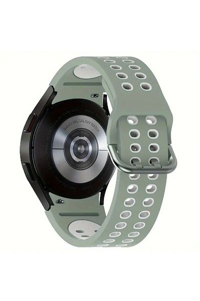 REDz Accessories Perforated Sport Strap For Samsung Galaxy Watch 4/5/5 Pro/6, Silicone, Green-white