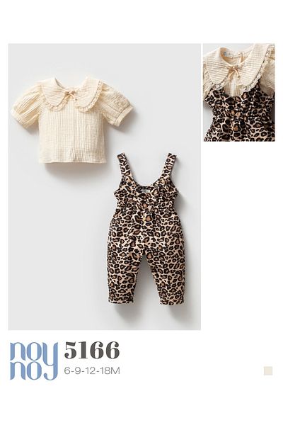 Noy Noy Muslin Leopard Patterned Slopet Baby Girl Jumpsuit