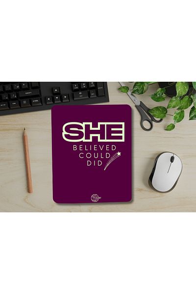 IVART She Believed She Could She Did Rectangle Mouse Pad with Wristband Support