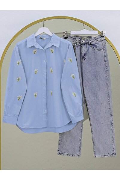 Modamorfo Букет квітів Детальний задній довгий сорочка - Синій