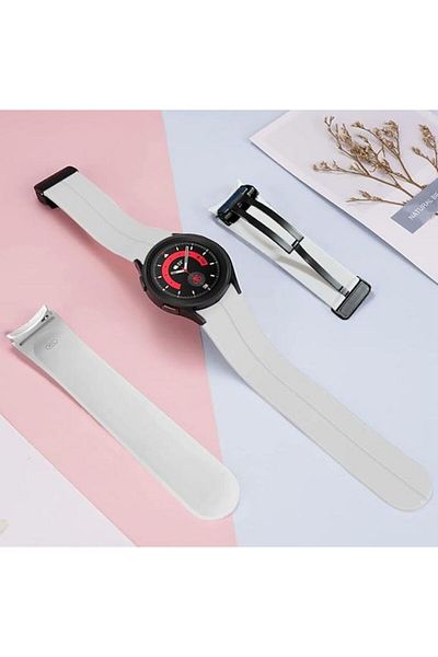 REDz Accessories Curea magnetică moale, sport pentru Samsung Galaxy Watch 4/5/5 Pro/6, silicon, albă