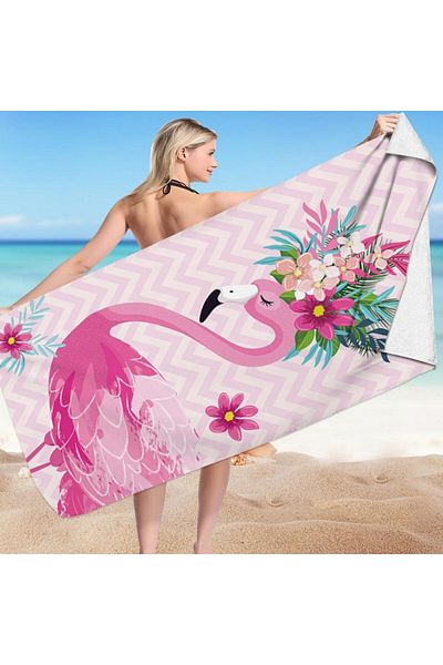 ECARLA Prosop pentru plaja, dreptunghiular, 150x70 cm, model roz flamingo, REC54WZ13