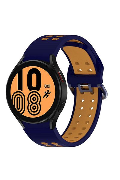 REDz Accessories Curea sport perforată pentru Samsung Galaxy Watch 4/5/5 Pro/6, silicon, albastru marin-portocaliu