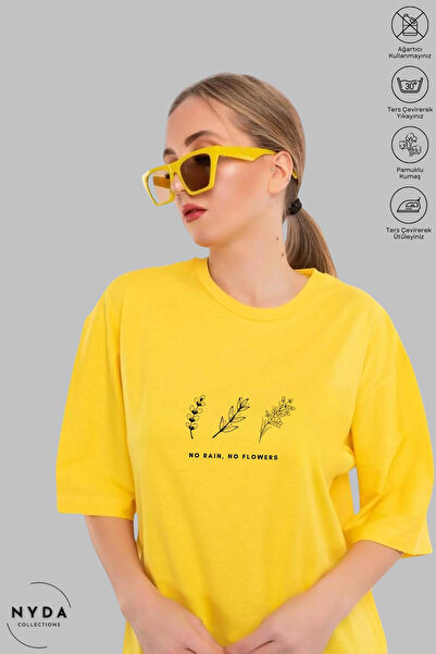 Nyda Collections Ženska majica kratkih rukava sa minimalnim cvetnim printom, ...