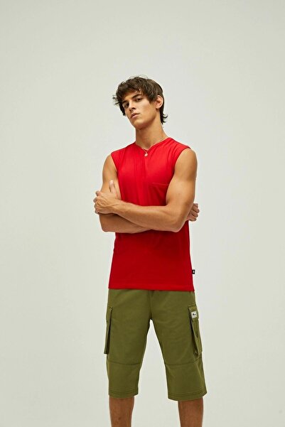 Bad Bear Trıbe Tank-top Erkek Bisiklet Yaka Tişört - Kırmızı