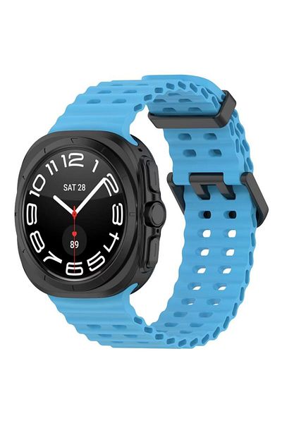 REDz Accessories Ocean Wave Strap, Sport Design, for Samsung Galaxy Watch Ultra 47mm, Silicone, Light Blue