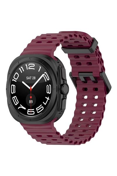 REDz Accessories Ocean Wave Strap, Sport Design, Compatible with Samsung Galaxy Watch Ultra 47mm, Silicone, Burgundy